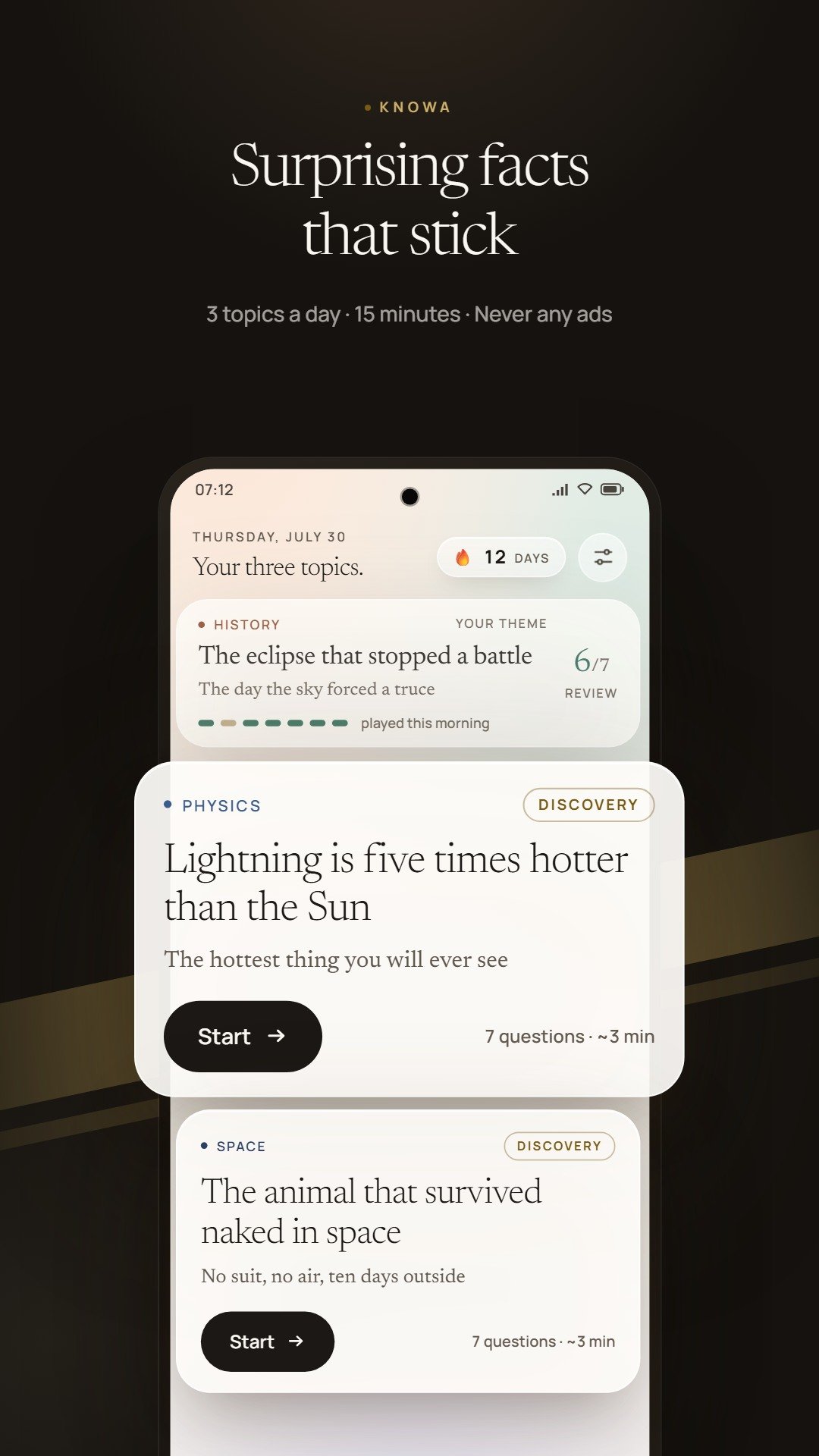 Knowa — your three topics of the day
